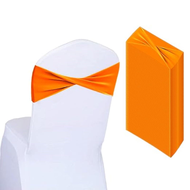 Aulufft 50 PCS Spandex Chair Sashes Bows Bands Slider Sashes Plain Bow Elastic Bands Ties Without Buckle for Wedding Graduation Banquet Events Decoration - Image 1